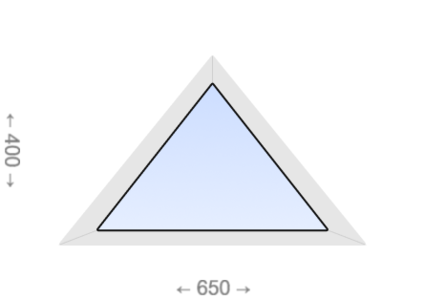 Глухое равнобедренное треугольное ПВХ окно 650x400 Goodwin