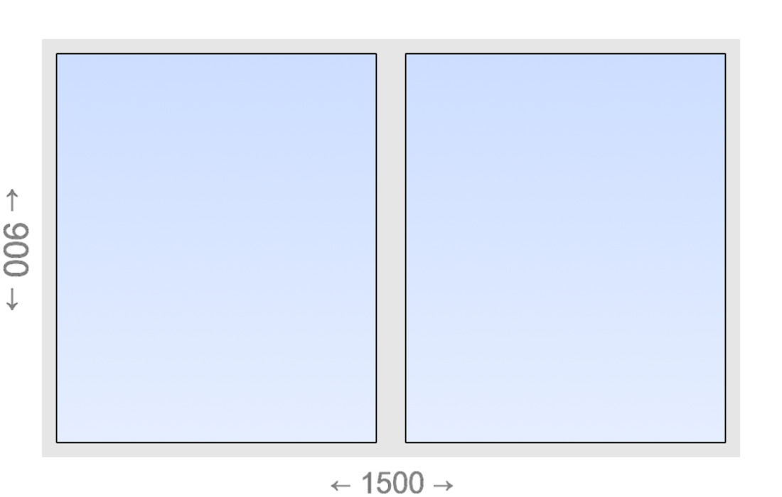 Двухстворчатое ПВХ окно 1500x900 Г-Г Brugman